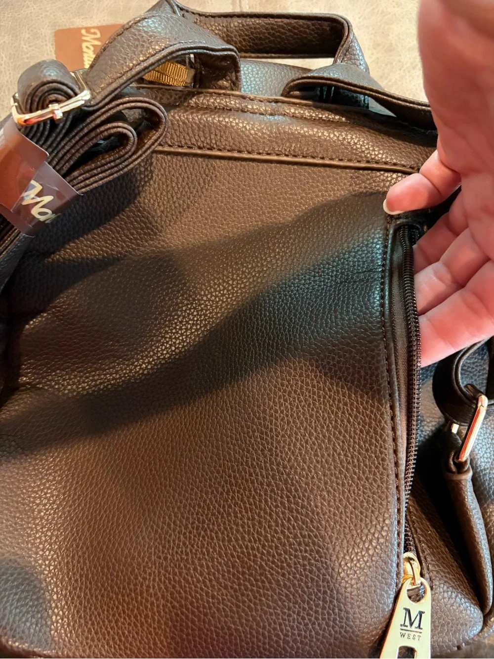 Montana West Brown Faux Leather Backpack with Tassel Accent